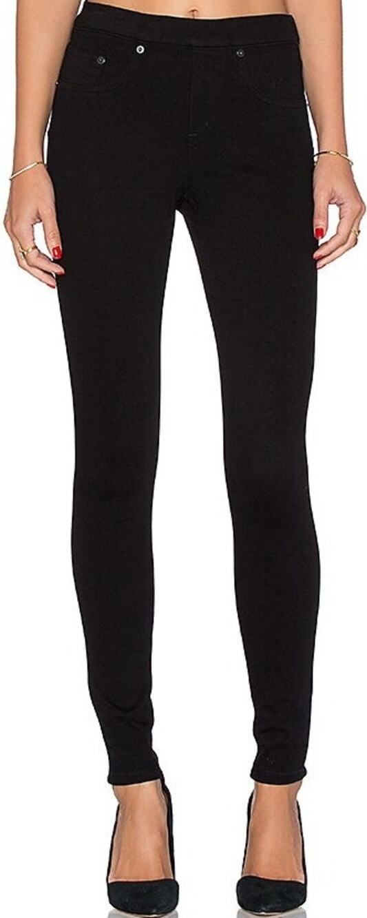 Spanx Twill Jegging Pants Skinny Banded Waist Pull On Stretch Very Black Medium